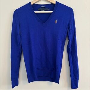 Ralph Lauren Women's V-Neck Sweater in Royal Blue
